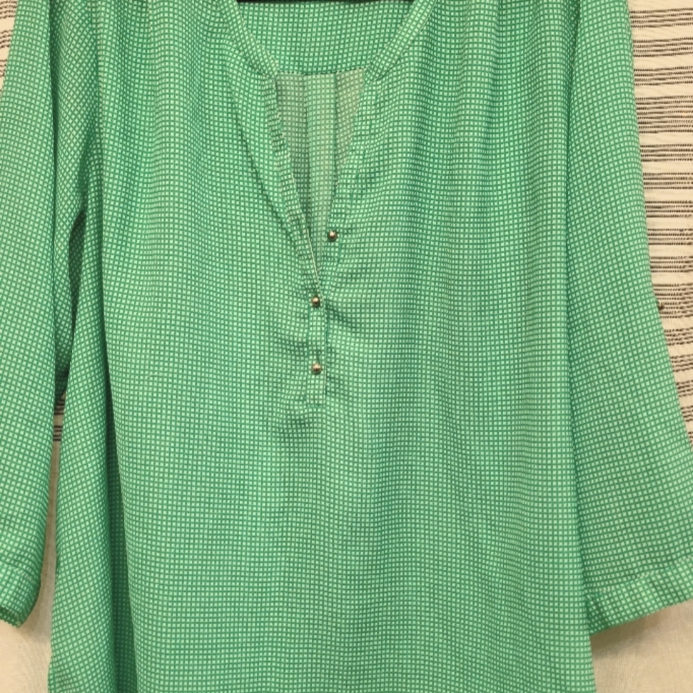 🇺🇸3 for $20 Green and White Small Check Tunic